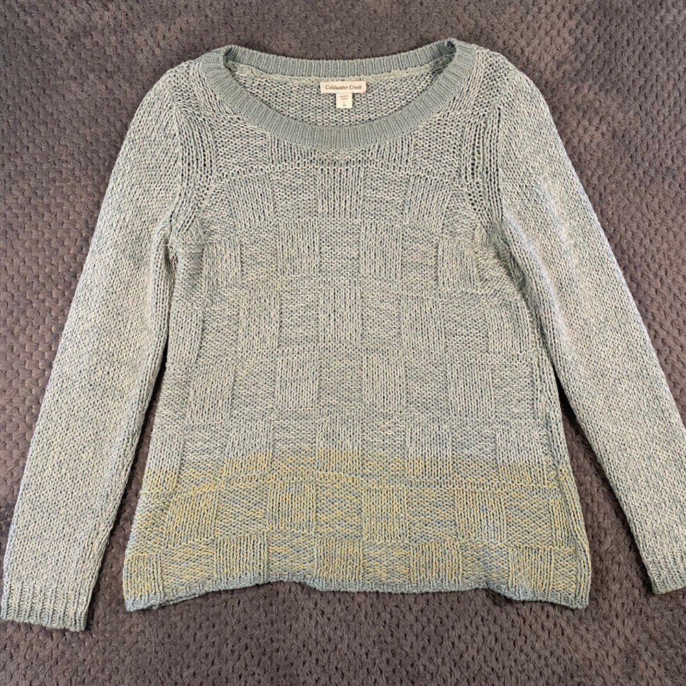 Coldwater Creek Women's Pullover Sweater Size L (14) Blue Color Block Ombre Knit - Picture 4 of 10